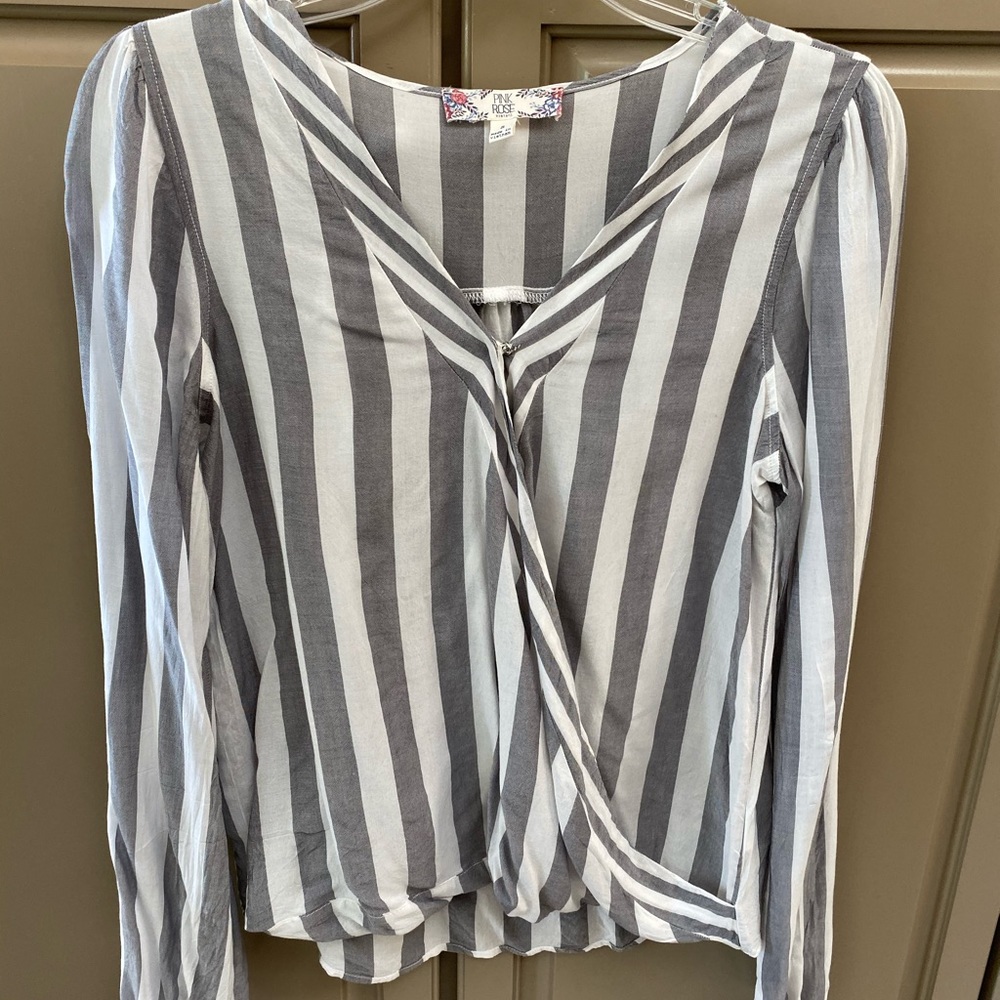 Striped grey and white blouse